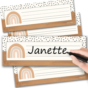 Hadley Designs Desk Name Tags for Classroom – 25 Student Desk Name Plates for Classroom Decor, 9×3 Boho Nametags Cubby Labels Teacher Supplies, 1st 2nd 3rd Grade Kindergarten Preschool Must Haves