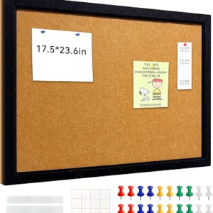 Felt Cork Board for Wall Decor, 24″ x 18″ Framed Bulletin Board for Office & Home, Decorative Pin Board with Durable Cork Surface for Notes, Photos & Reminders