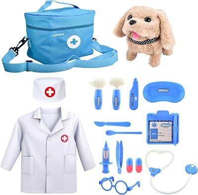 Doctor Kit for Toddlers 3-5 Doctors Play Set Toddler Girl Dog Puppy Vet Kit Kids Veterinarian Playset Toys 3 4 5 Year Old Birthday Gift