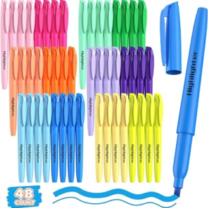 48 Count Highlighters Bulk – 12 Assorted Fashion Colors, Chisel Tip, No Bleed & Quick Dry, Ideal for Note Taking, Studying, School, Office, Student & Teacher Supplies