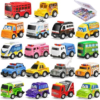 18 Pack Assorted Pull Back Car Toys for Kid with Storage Organizer Box, Mini Model Vehicle Set with Display Case for Child Toddler, Small Play Truck Bulk for Boy and Girl Party Favors, Birthday Gift