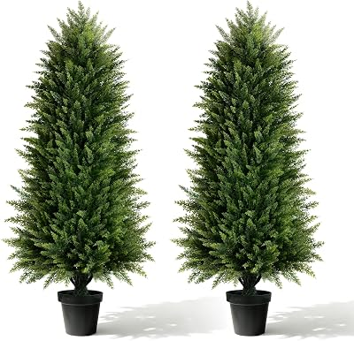 MAVIS'S DIARY 2 Packs 4Ft Artificial Cedar Topiary Trees
