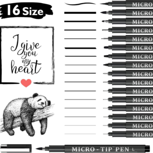 Vanstek 16 Pack Hand Lettering Pens, Calligraphy Pens Markers, Black Ink for Beginners Writing, Lettering, Journaling, Art Drawing, Signature, Illustrations and Office School Supplies