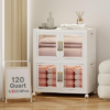 UAMFURI Stackable Storage Bins with Lids, Clear Doors, Large Storage Cabinet Foldable Collapsible Closet Organizers for Bedroom Dorm Office (2, White, 120, Quarts)