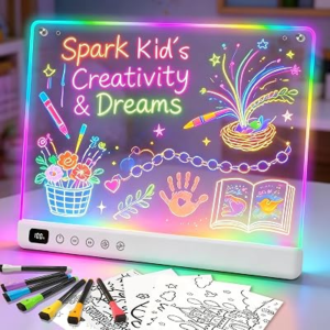Led Drawing Board with 13 Light Effects, 16″ Rechargeable Glow Doodle LED Note Board with Colors, Neon Light Up Drawing Tablet Gifts for Kids for Easter Birthday Christmas Gift Ideas