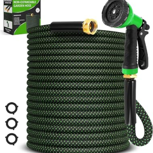 Garden Hose 50ft, Non-Expanding Flexible Hose with 10 Function Nozzle, Lightweight, Kink Free, Sturdy, Leak-Proof, Portable, Water Hose 50ft for Outdoor, Yard, Lawn, Car Wash and Camper Use
