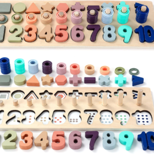GeroCrew Toddler Montessori Toys Teaches Number, Counting, Math, Stacking Fun Preschool Learning Activates for Boy and Girl | Year Old Boy Gifts and Beyond! (Macaron)