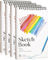 4 Pack Small Sketch Books, 5.5 x 8.5 Inch Mini Sketchbook, 68lb/100gsm Spiral Bound Small Sketch Pad, Acid Free Art Supplies Drawing Painting Sketchbook for Kids, Beginners, Artists & Graduation Gift