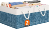 StorageTastic Storage Bin,Collapsible Storage Basket For Organizing,Large Storage Boxes With Rope Handles,Storage Containers,White & Blue,2 Pack
