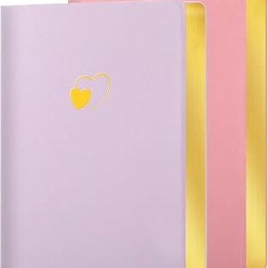 CAGIE Lined Journal Notebook for Women and Girls 256 Pages Cute Diary with Heart-Shaped Leather Journals for Writing A5 Soft Cover Notebooks for Work School (A Purple and Pink, A5)