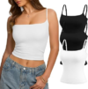 MISSCLUB 3 Pack Double Lined Square Neck Tank Tops