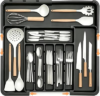 Spaclear Silverware Organizer Expandable Kitchen Utensil Drawer Organizer Large BPA Free Adjustable Cutlery Silverware Tray for Spoons Forks Knives Storage Divider for Kitchen Flatware 6-9 Slots Black