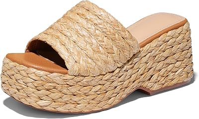 ANCOMAFIO Womens Raffia Platform Sandals