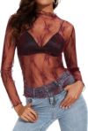 ETOSELL Womens Lace Mesh Tops