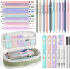 Nicpro Aesthetic School Supplies Stationary Set with Pen Case, 39 PCS Green | Back to Schoo Supplies, Pen Case with 12 Highlighter, 5 Gel Pen, 6 Mechanical Pencil, Essentials for College, Nursing Student
