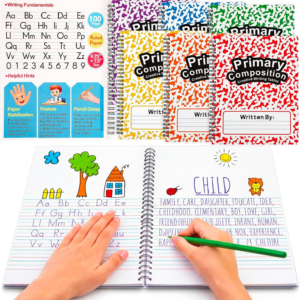 Henoyso 6 Pack Primary Composition Notebooks, 100 Pages Spiral Writing Journals for Kids K-2, Drawing & Handwriting Practice Workbook for Kindergarten, Preschool & 1st–2nd Students (Rainbow Color)