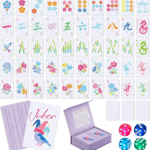 Soulchen 168 Pcs Premium American Mahjong Playing Cards, Large Print Waterproof PVC Card Set with 4 Dice & Storage Case, Elegant Lavender, Easy-to-Read Mahjong for Adults, Seniors, Travel, Gift Giving