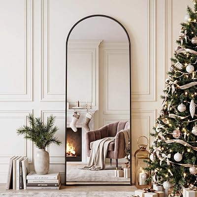 Full Length Mirror, 58" x 20" Arched Full Body Mirror Large Standing Floor Mirrors, Mirrors for Bedroom, Bathroom, Living Room Standing or Wall Leaning, Black