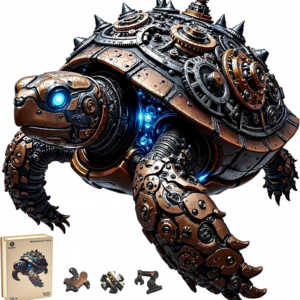 Sea Turtle Wooden Puzzles for Adults, 3D Vision Effect, Unique Shape Wooden Jigsaw Puzzles for Adults 200 Piece, Challenging Mechanical Turtle Puzzles, Creative Gift for Friend Family Game 11*10.7in