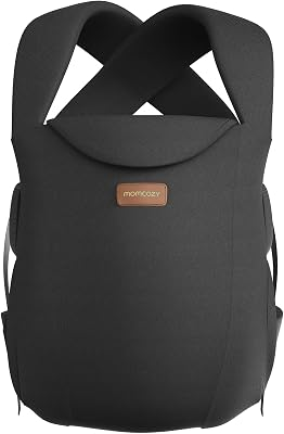 Momcozy Newborn Carrier WeeSnug- Lightweight and Cozy Comfort for 7-25 lbs, Ergonomic Cross-Back Support, Effortless to Put On, Hands-Free Baby Carrier with Lumbar Support, Black