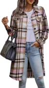 PRETTYGARDEN Womens Plaid Shacket Jacket