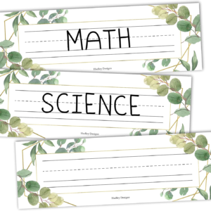 Hadley Designs Desk Name Tags for Classroom – 25 Student Desk Name Plates for Classroom Decor, 9×3 Greenery Nametags Cubby Labels Teacher Supplies, 1st 2nd 3rd Grade Kindergarten Preschool Must Haves