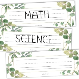 Hadley Designs Desk Name Tags for Classroom – 25 Student Desk Name Plates for Classroom Decor, 9×3 Greenery Nametags Cubby Labels Teacher Supplies, 1st 2nd 3rd Grade Kindergarten Preschool Must Haves