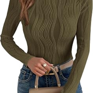 PRETTYGARDEN Fitted Textured Knit T-Shirts