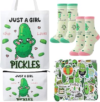 Pickle Gifts for Women, Funny Gift Set Travel Cosmetic Bags Reusable Canvas Tote Bag Novelty Gag Socks Stickers, Mother’s Day Birthday Gifts for Teen Girls