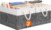 StorageTastic Storage Bin,Collapsible Storage Basket For Organizing,Large Storage Boxes With Rope Handles,Storage Containers,White & Black,2 Pack