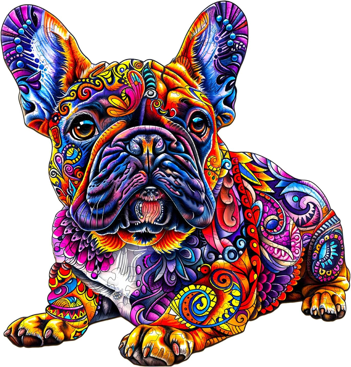 Wooden Puzzles for Adults, French Bulldog Wooden Jigsaw Puzzle, Unique Animal Shaped Wood Puzzles Adult, Birthday Gifts for Friends/Family/Puzzle Lovers, Home Decor(L-13.4 * 12.8in 250pcs)