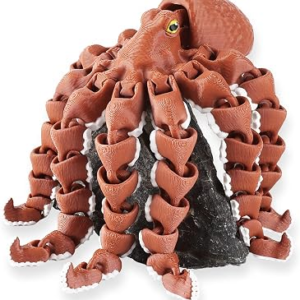 Yipintang Realistic Fully Articulated 3D Printed Octopus Figurine, 11.4 Inches, Flexible Tentacles, Durable Joint Design for Desk, Shelf & Home Decor