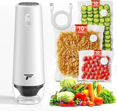 Vacuum sealer for food, Chef’s Design to Preserve Freshness, Compact Handheld Vacuum Sealer with 30 Reusable Bags, Professional-Grade for Food Storage Savers, Pebble