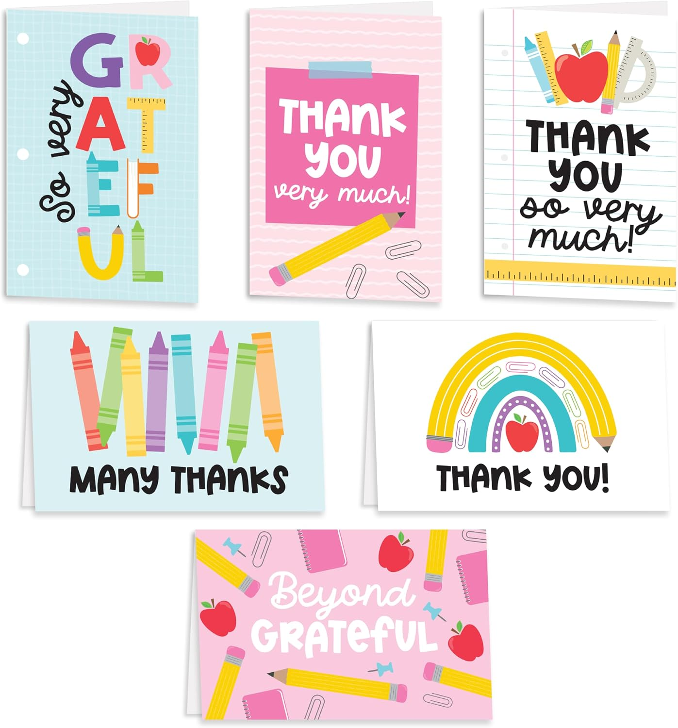 Hadley Designs 24 Teacher Thank You Cards with Envelopes - 6 x 4 Teacher Appreciation Cards Bulk, End of School Year, Graduation 2026, Teachers Appreciation Week, Thank You Teachers Card from Student