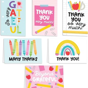 Hadley Designs 24 Teacher Thank You Cards with Envelopes – 6 x 4 Teacher Appreciation Cards Bulk, End of School Year, Graduation 2026, Teachers Appreciation Week, Thank You Teachers Card from Student