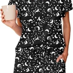Ekouaer Women’s Pajamas Set Ruffle Sleeves Sleepwear V Neck Comfy 2 Piece Pjs Loungewear Set with Pockets S-XXL
