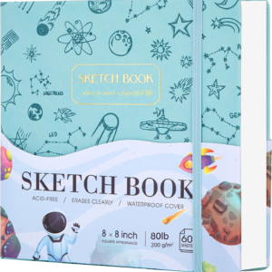 FLYING EAGLE Sketch Book, Square Hardcover Sketchbook for Kids, 8 x8, Blue