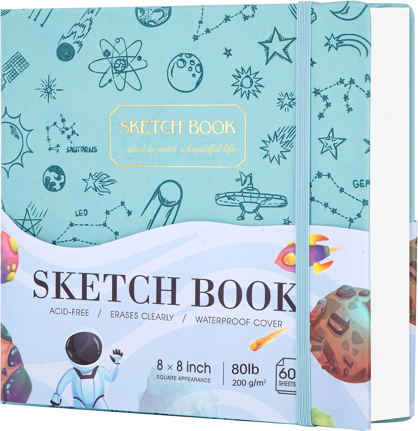 FLYING EAGLE Sketch Book, Square Hardcover Sketchbook for Kids, 8 x8, Blue