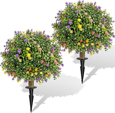 TIMBERHIDE Set of 2 Artificial Colorful Blossoms Spherical Tree