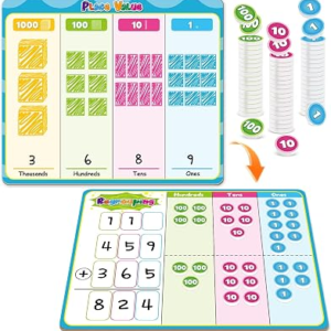 Laffunz Magnetic Place Value Manipulatives Math Games for Kids Regrouping Base Ten Blocks, Addition and Subtraction Games Classroom Must Haves 1st 2nd 3rd Grade Homeschool Supplies Small Group
