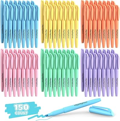 QICEWINLY 150 Count Pastel Highlighters Assorted Colors