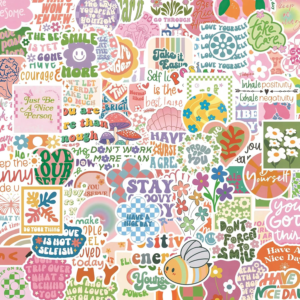 100 Inspirational Stickers Pack for Preppy Girls Women Kids Vinyl Waterproof Positive Aesthetic Stickers for Water Bottles, Laptop, Phone Pink Aesthetic Preppy Stuff, Things, Motivational Decals