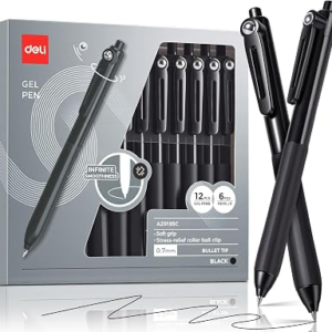 DELI 12 Pack 0.7mm Medium Point Black Pens
