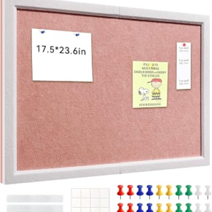 Felt Cork Board for Wall Decor, 24″ x 18″ Framed Bulletin Board for Office & Home, Decorative Pin Board with Durable Cork Surface for Notes, Photos & Reminders