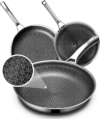 OATOFP Non Stick Frying Pans Set, Hybrid Skillet Set Nonstick (8+10+12inch), Pans for cooking, PFOA Free Stainless Steel Kitchen set, Dishwasher and Oven-Safe Cookware Sets, Quiche Pan