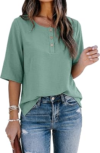 IWOLLENCE 3/4 Sleeve Henley Blouse