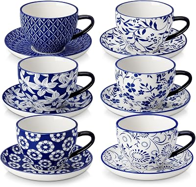vancasso 8OZ Cappuccino Cups with Saucers
