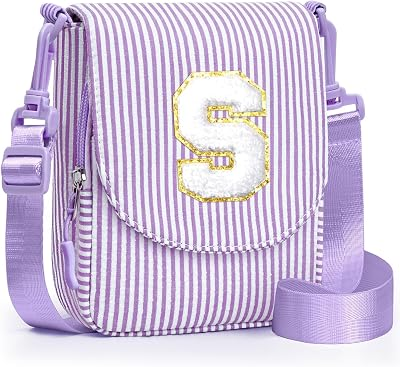 YOOLIFE Initial Crossbody Bag for Teen Girls Purse, Birthday Gifts for 2 3 4 5 6 7 8 Year Old Girl Kids Personalized Gift, Purple S