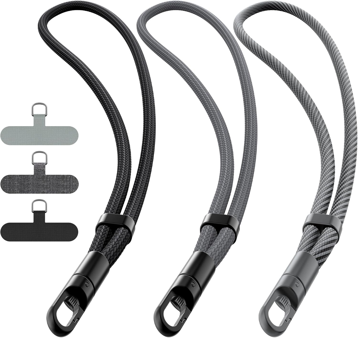 takyu Phone Wrist Strap, 3 Pack 360°Rotating Phone Lanyard without Tangles | Black DarkGray Black-gray, Phone Lanyard with Tether Tab Fits Most Cell Phone Cases, Great for Daily Travel Festivals Hiking