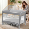 Dripex 5 in 1 Baby Bassinet, 2-Level Height Bedside Bassinet, Storage Pocket & Breathable Mesh – Foldable Portable Bedside Crib for 0 to 12 Months, Light Grey